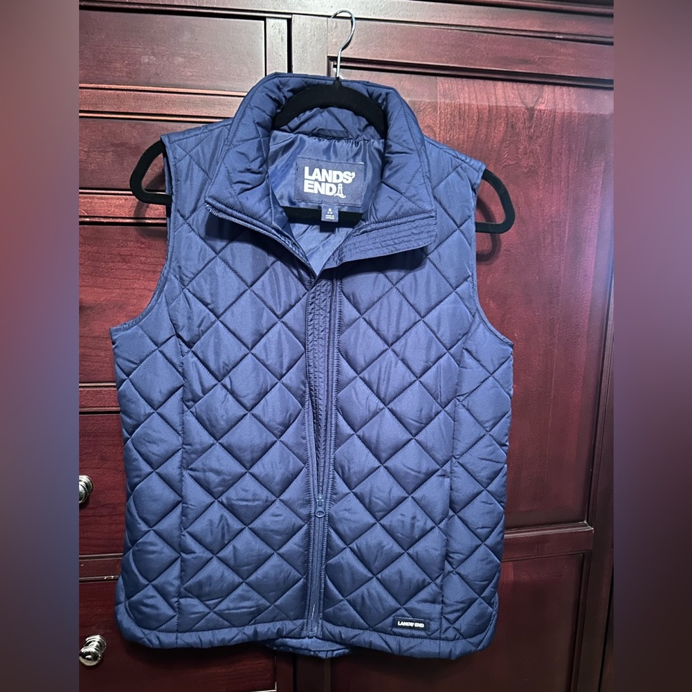 Lands' End Navy Quilted Vest